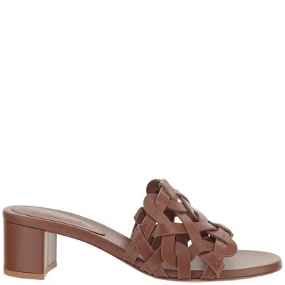 GIANVITO ROSSI WOVEN LEATHER MULES