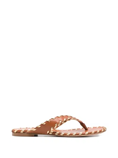 Gianvito Rossi Woven Leather Sandals In Brown