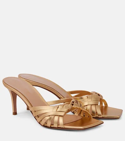 Gianvito Rossi Woven Metallic Leather Mules