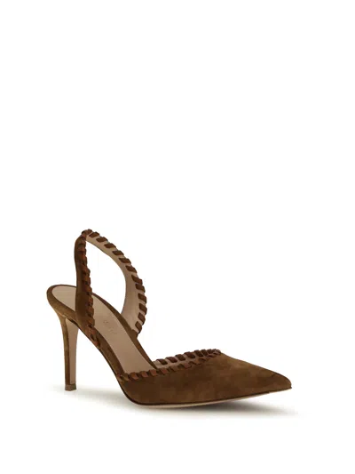 Gianvito Rossi Woven Slingback Pump In Brown