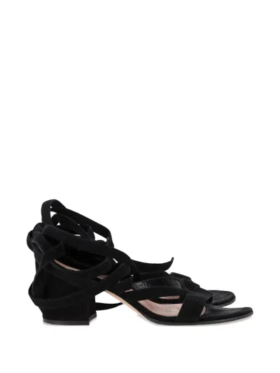 Pre-owned Gianvito Rossi Wrap-around Ankle-tie Sandals In Black