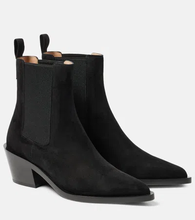 Gianvito Rossi Wylie Suede Ankle Boots In Black