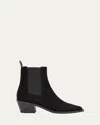 Gianvito Rossi Wylie Suede Western Chelsea Booties In Black