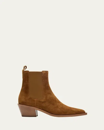Gianvito Rossi Wylie Suede Western Chelsea Booties In Texas