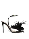 Gianvito Rossi Black Ynez Sandals Embellished With Feathers In Black