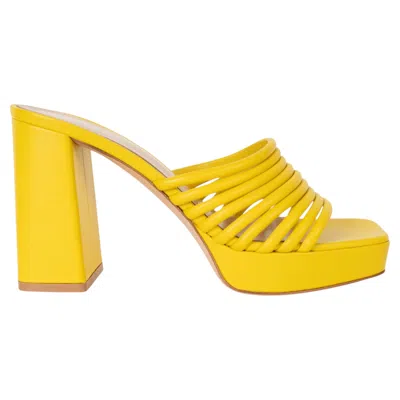 Pre-owned Gianvito Rossi Yellow Leather Lena 95 Mule Sandals Shoes 38