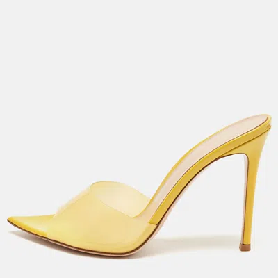Pre-owned Gianvito Rossi Yellow Pvc Elle Slides Size 38