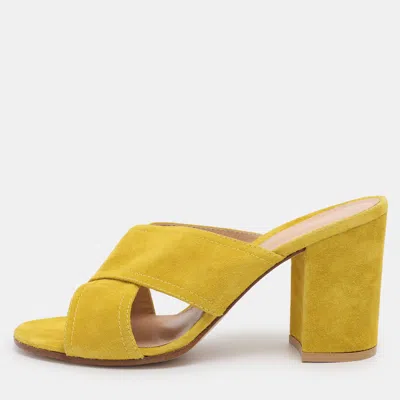 Gianvito Rossi Yellow Suede Mules