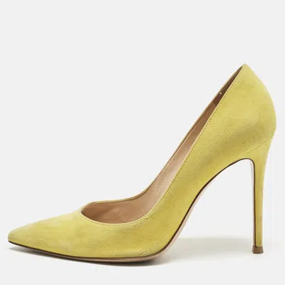 Pre-owned Gianvito Rossi Yellow Suede Pointed Toe Pumps Size 39