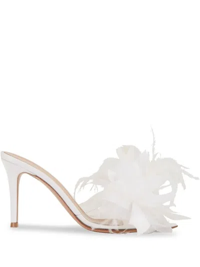 Gianvito Rossi Ynez 85mm Floral-appliqué Mules In White
