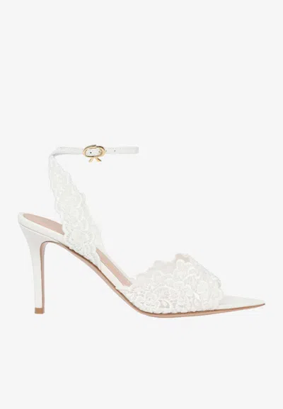Gianvito Rossi Yvone 85 Lace And Leather Sandals In Multi
