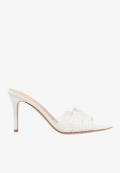 Gianvito Rossi Yvone 85 Lace Mules In Multi