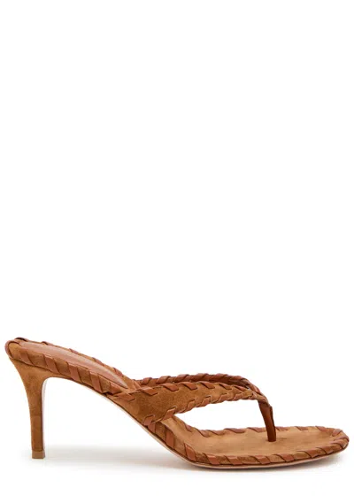 Gianvito Rossi Zaira 70 Woven Nappa And Suede Sandals In Brown