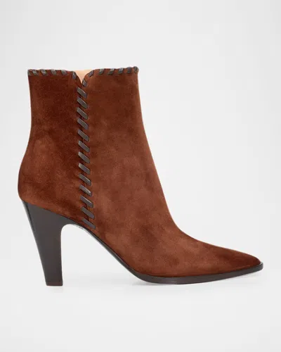 Gianvito Rossi Zaira 85mm Suede & Leather Ankle Boots In Brown