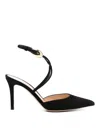 Gianvito Rossi Buckle Detail Strappy Suede Stiletto Pumps In Black