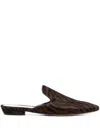 Gianvito Rossi Zebra-print Slippers In Brown