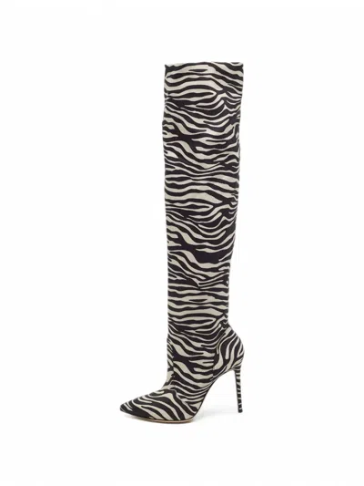Pre-owned Gianvito Rossi Zeta Zebra-print Boots In Black