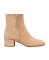 Gianvito Rossi Mid Block Heel Suede Ankle Boots In Nude