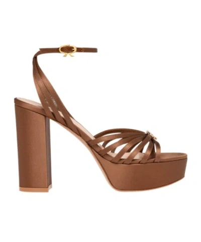 Gianvito Rossi Strappy Open Toe Block-heel Sandals In Brown