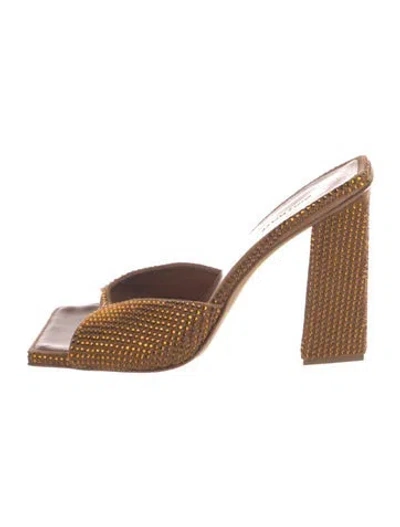 Pre-owned Gia/rhw Crystal Embellishments Slides In Brown