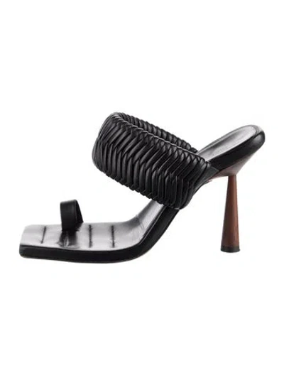 Pre-owned Gia/rhw Leather Braided Accents Sandals In Black