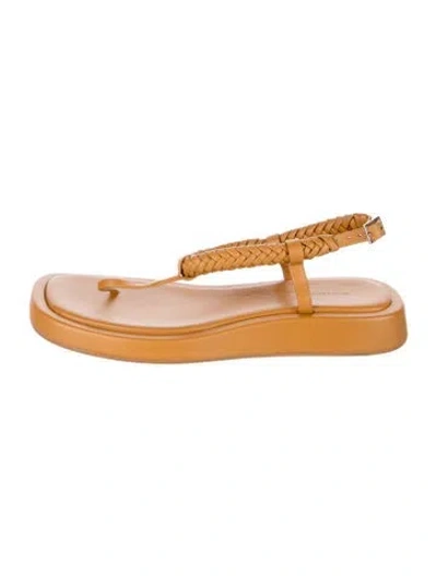 Pre-owned Gia/rhw Leather Braided Accents Sandals In Orange