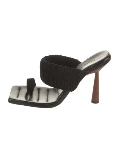 Pre-owned Gia/rhw Leather Braided Accents Slides In Black