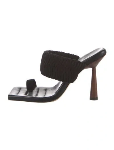 Pre-owned Gia/rhw Leather Braided Accents Slides In Black