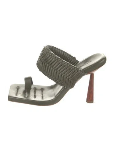 Pre-owned Gia/rhw Leather Braided Accents Slides In Green