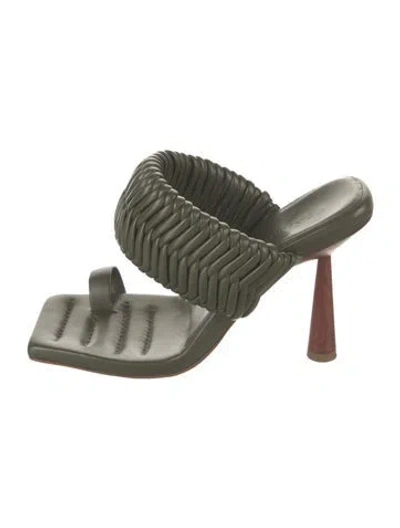 Pre-owned Gia/rhw Leather Braided Accents Slides In Green