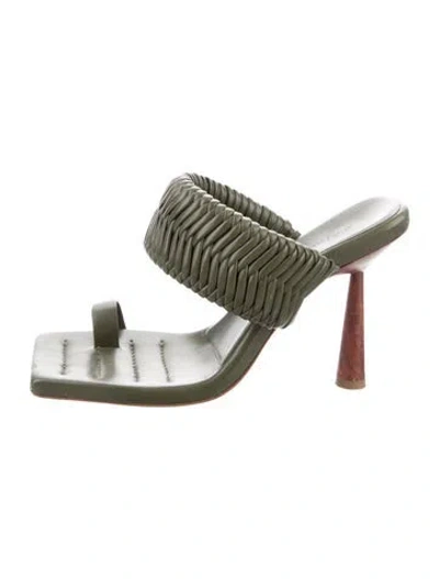 Pre-owned Gia/rhw Leather Braided Accents Slides In Multi