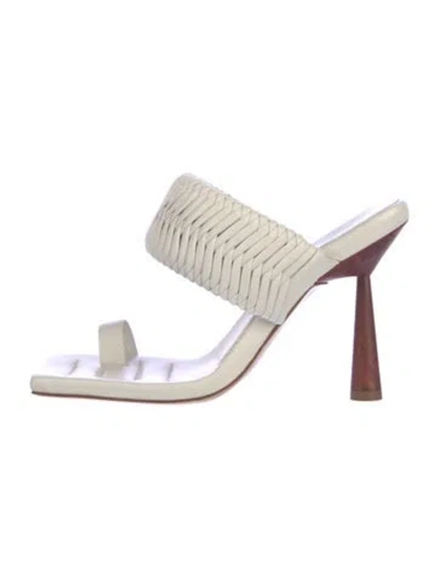 Pre-owned Gia/rhw Leather Braided Accents Slides In Neutral