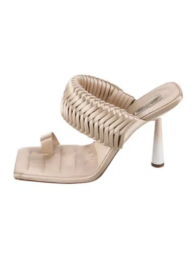 Pre-owned Gia/rhw Leather Braided Accents Slides In Neutral