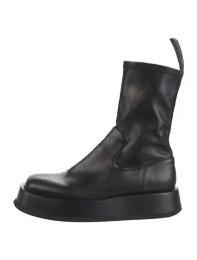 Pre-owned Gia/rhw Leather Combat Boots In Black