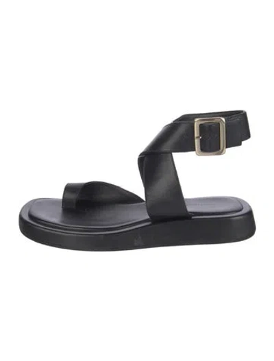 Pre-owned Gia/rhw Leather Sandals In Black