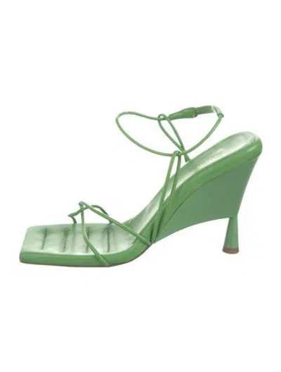 Pre-owned Gia/rhw Leather Slides In Green