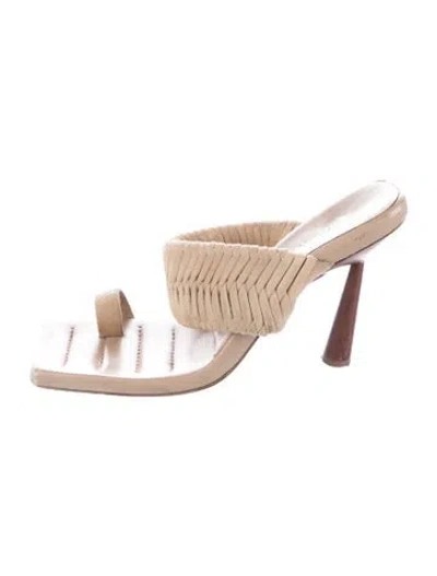 Pre-owned Gia/rhw Leather Slides In Neutral