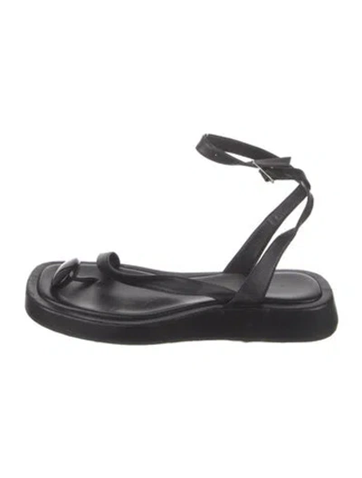Pre-owned Gia/rhw Leather Slingback Sandals In Black