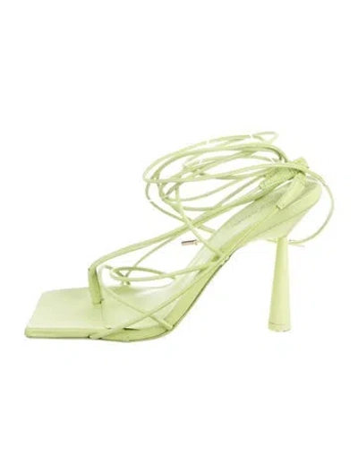 Pre-owned Gia/rhw Leather Slingback Sandals In Green