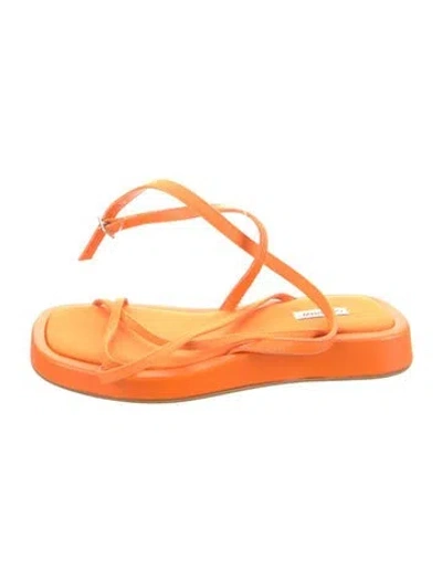 Pre-owned Gia/rhw Leather Slingback Sandals In Orange