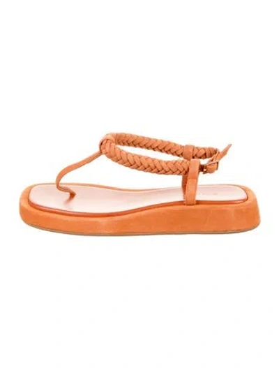 Pre-owned Gia/rhw Leather T-strap Sandals In Orange