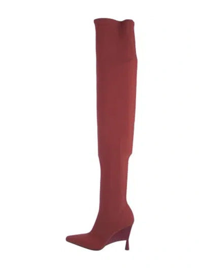 Pre-owned Gia/rhw Sock Boots In Red