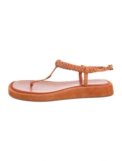 Pre-owned Gia/rhw Suede Braided Accents Sandals In Orange