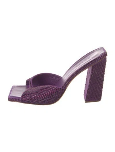 Pre-owned Gia/rhw Suede Crystal Embellishments Slides In Purple