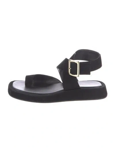 Pre-owned Gia/rhw Suede Sandals In Black