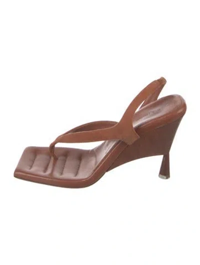 Pre-owned Gia/rhw Suede Slingback Sandals In Brown