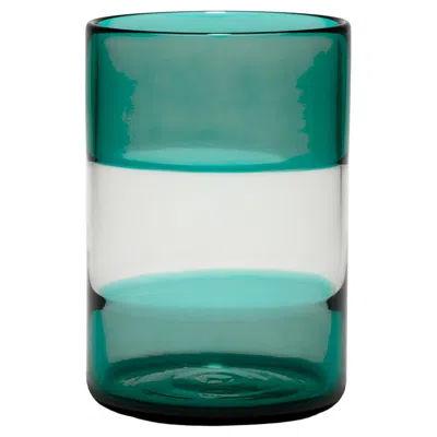 Pre-owned Giberto Venezia Gondola Murano Green Glass Tumbler By , Hand-blown