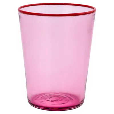 Pre-owned Giberto Venezia Rose Murano Pink Glass Tumbler By , Hand-blown In Red