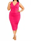 Gibiu Curve Appeal Ruched Tank Dress In Pink In Pink