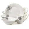 Gibson 12pc Dinnerware Set With Black Cherry Pattern In Off White